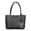 Sac à main noir en polyuréthane Guess Jeans pour femmes, avec design élégant et détails modernes.