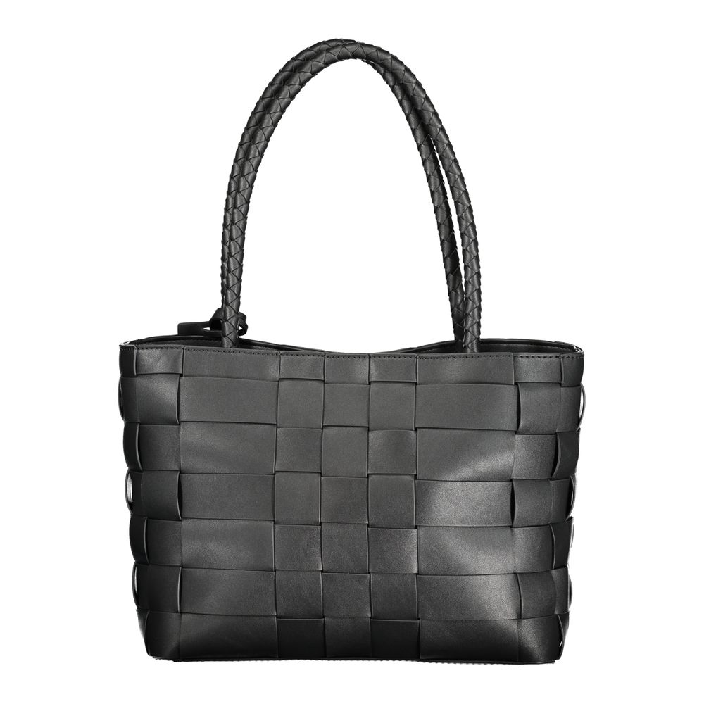 Sac à main Guess Jeans en polyuréthane noir pour femmes, avec design élégant et détails modernes.