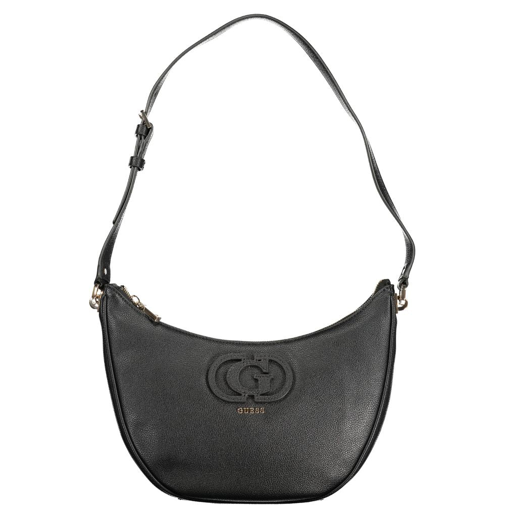 Sac à main Guess Jeans en polyuréthane noir pour femmes, design élégant avec détails modernes.