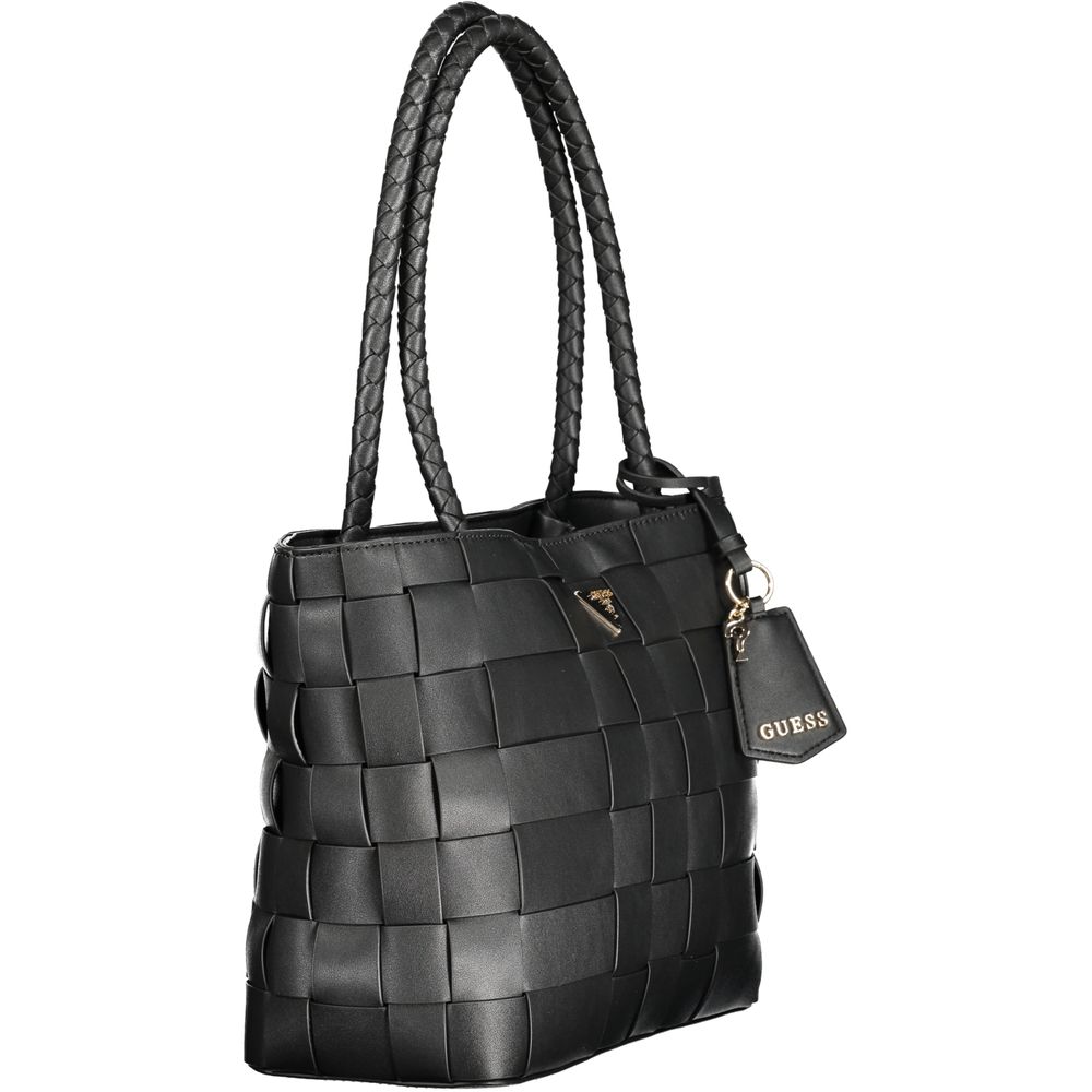 Sac à main Guess Jeans en polyuréthane noir pour femmes, design élégant et tendance avec détails modernes.