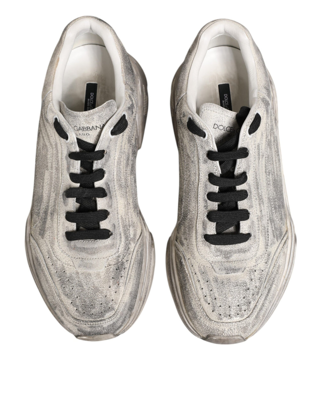 Chaussures sneakers blanches Dolce & Gabbana Daymaster pour hommes, chaussures basses en cuir avec détails élégants.