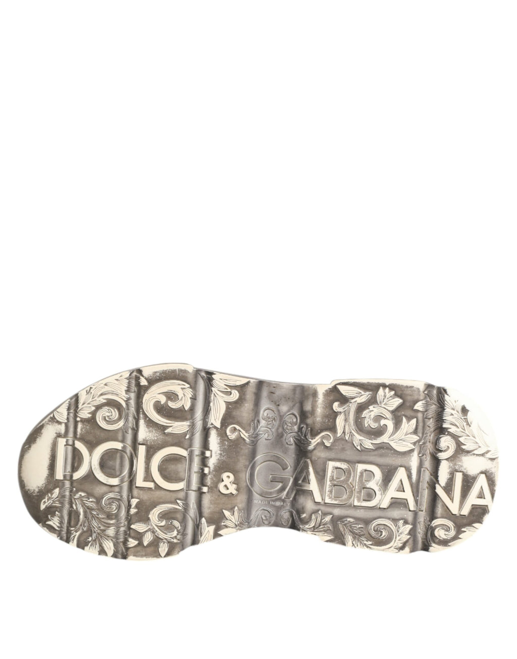 Chaussures sneakers basses blanches Dolce & Gabbana Daymaster pour hommes, vue de face avec détails en cuir et semelle blanche