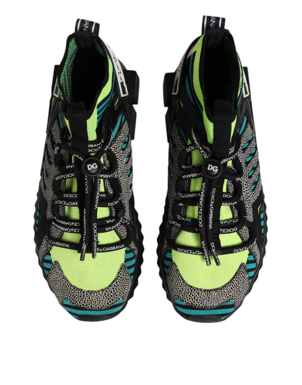 Chaussures sneakers pour hommes Dolce & Gabbana Sorrento multicolores, chaussettes élégantes pour style décontracté.