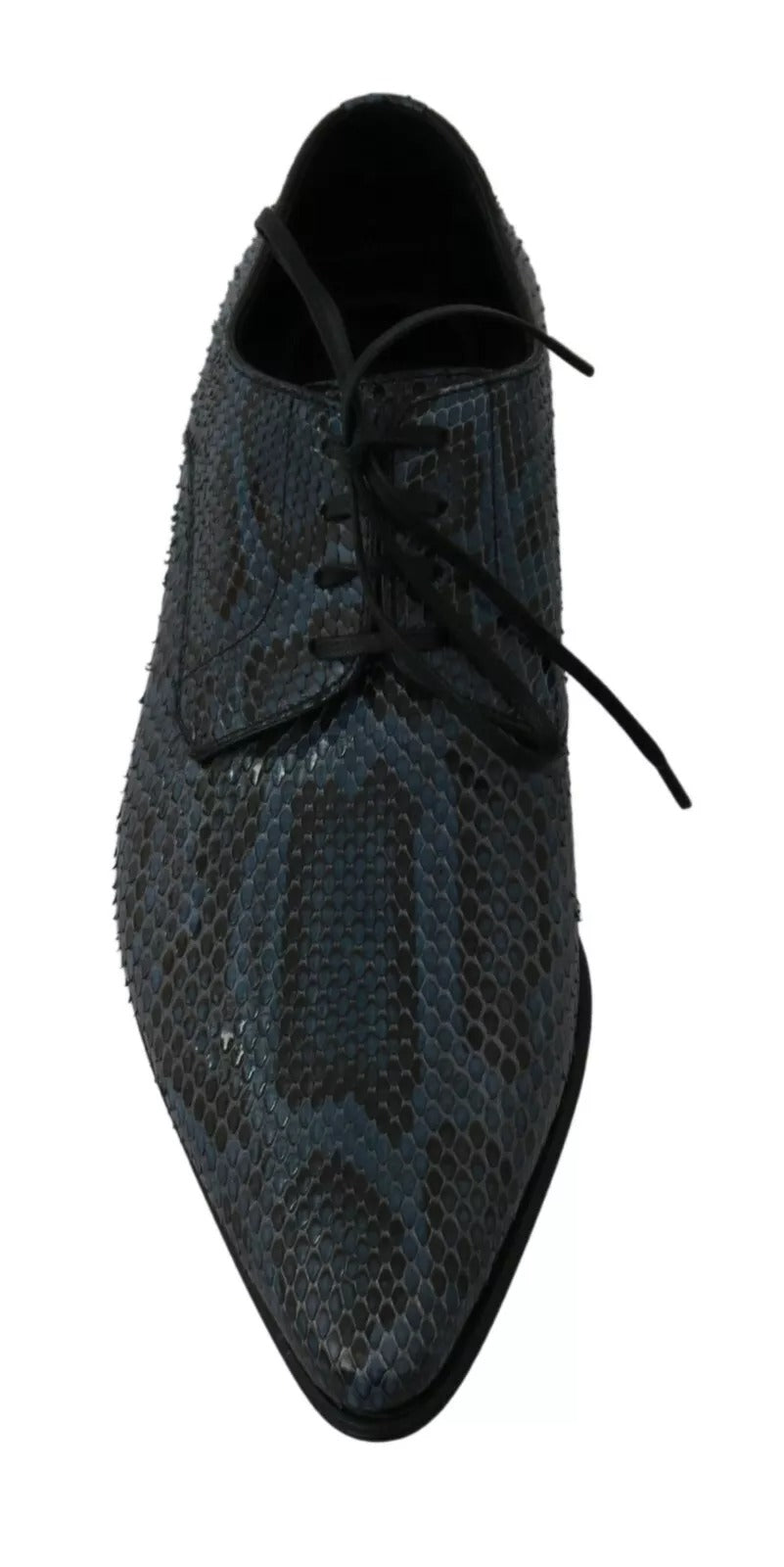 Chaussures en cuir de python bleu de Dolce & Gabbana, élégantes et sophistiquées, avec motif de peau de serpent.