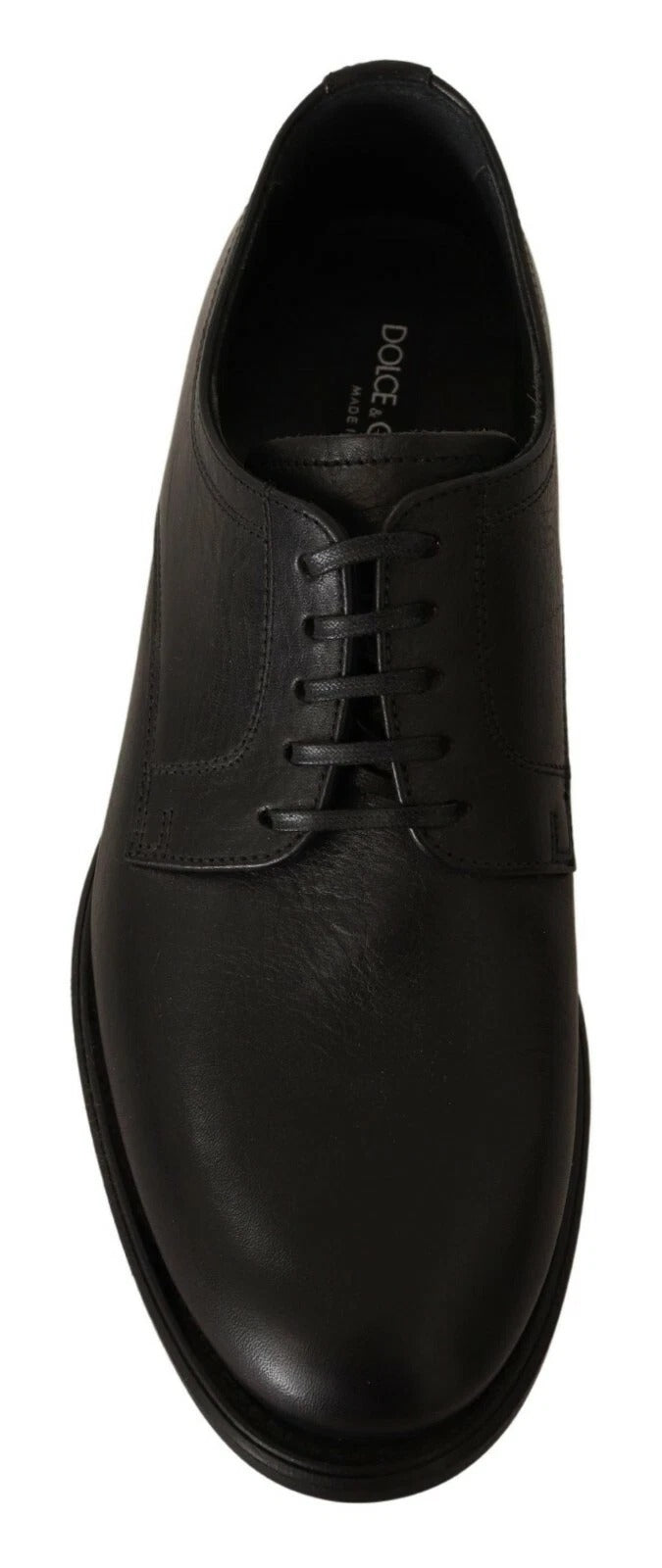 Chaussures derby en cuir noir Dolce & Gabbana pour homme, lacées, chaussures formelles élégantes.