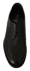 Chaussures derby en cuir noir Dolce & Gabbana pour homme, lacées, chaussures formelles élégantes.