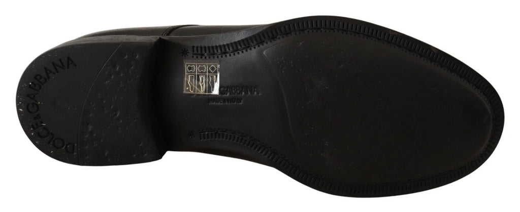 Chaussures derby en cuir noir Dolce & Gabbana pour homme, lacets, style formel et élégant.
