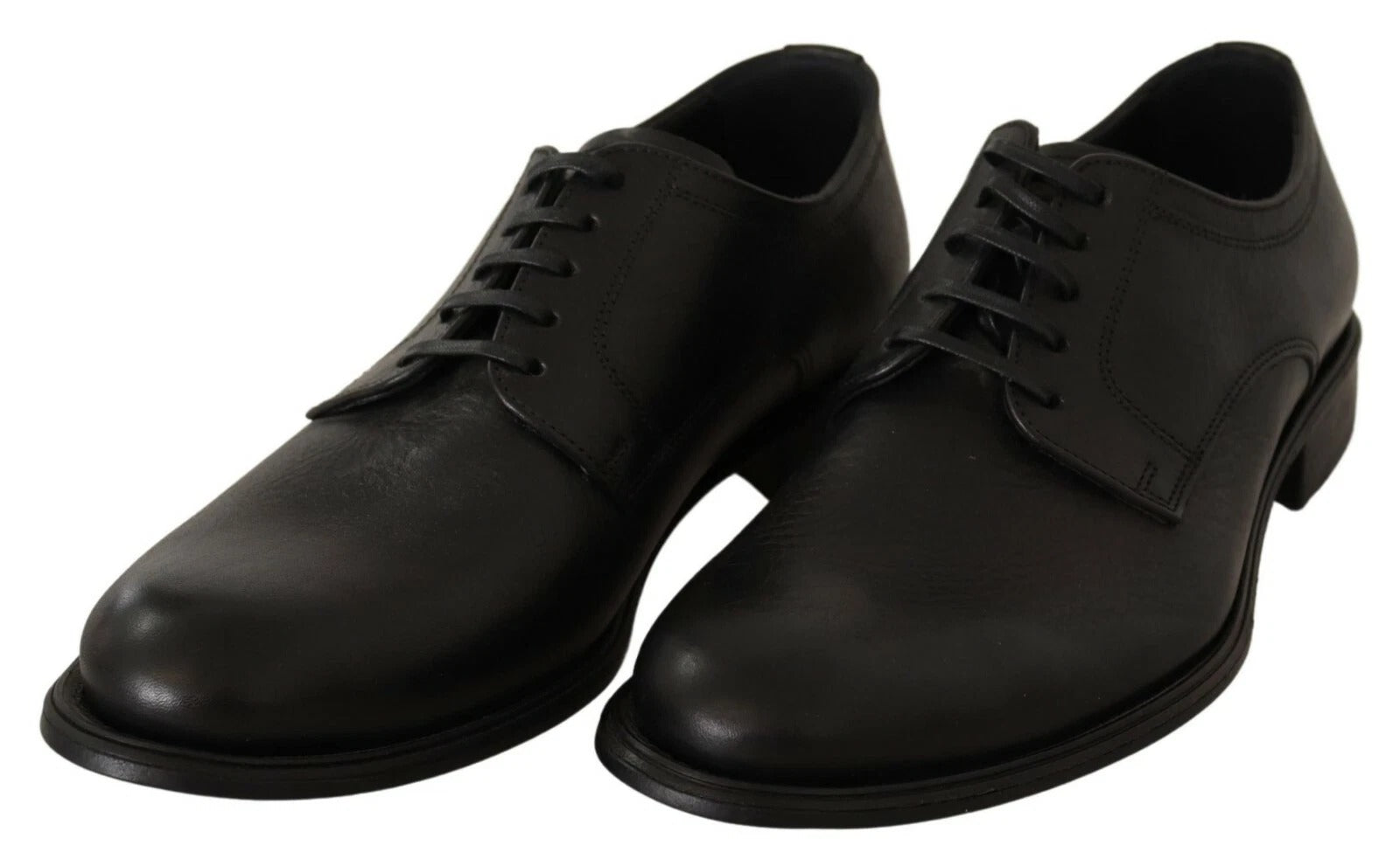 Chaussures Derby en cuir noir Dolce & Gabbana pour homme avec lacets, chaussures formelles élégantes et sophistiquées.