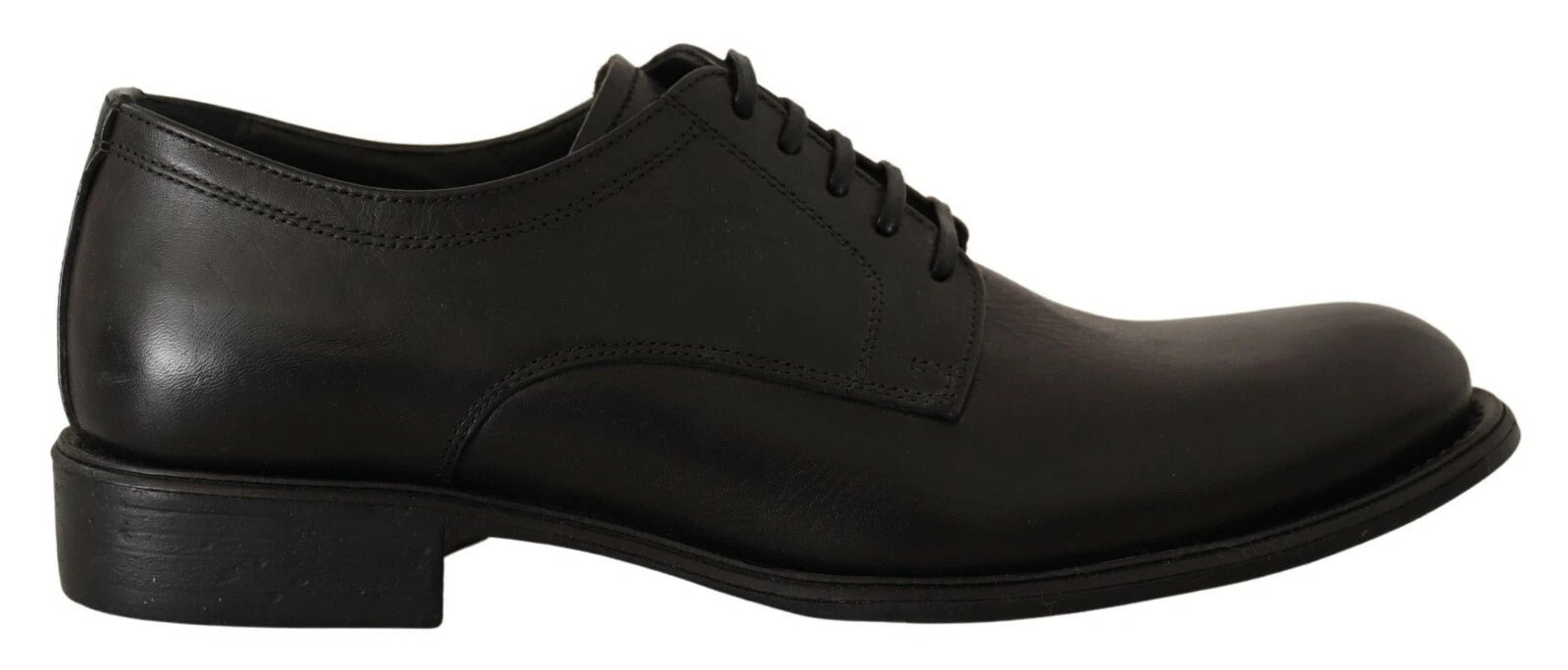 Chaussures derby en cuir noir Dolce & Gabbana avec laçage pour homme, chaussures formelles élégantes en cuir.