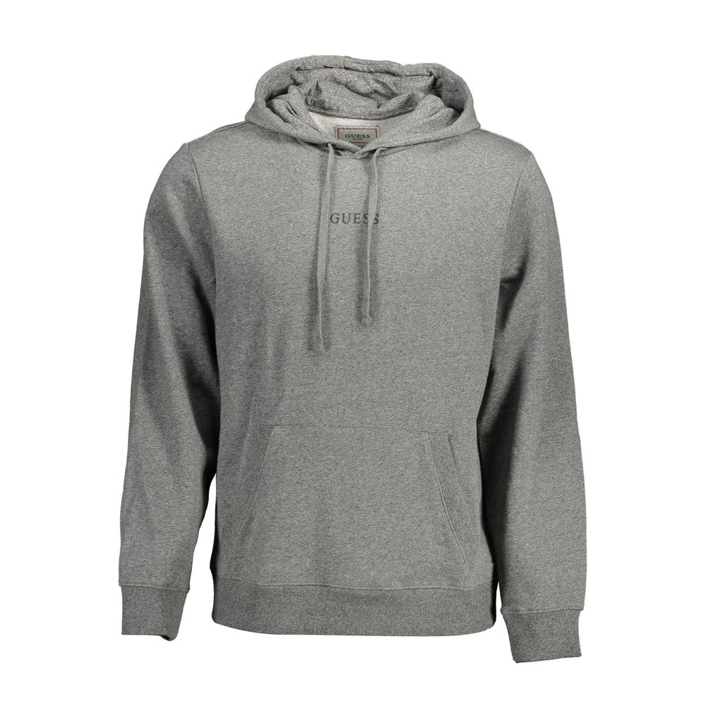 Sweatshirt gris en coton biologique pour homme de Guess Jeans, style décontracté avec logo Guess sur la poitrine.