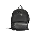 Sac à dos noir en nylon Guess Jeans pour hommes, avec plusieurs compartiments et poignées robustes.