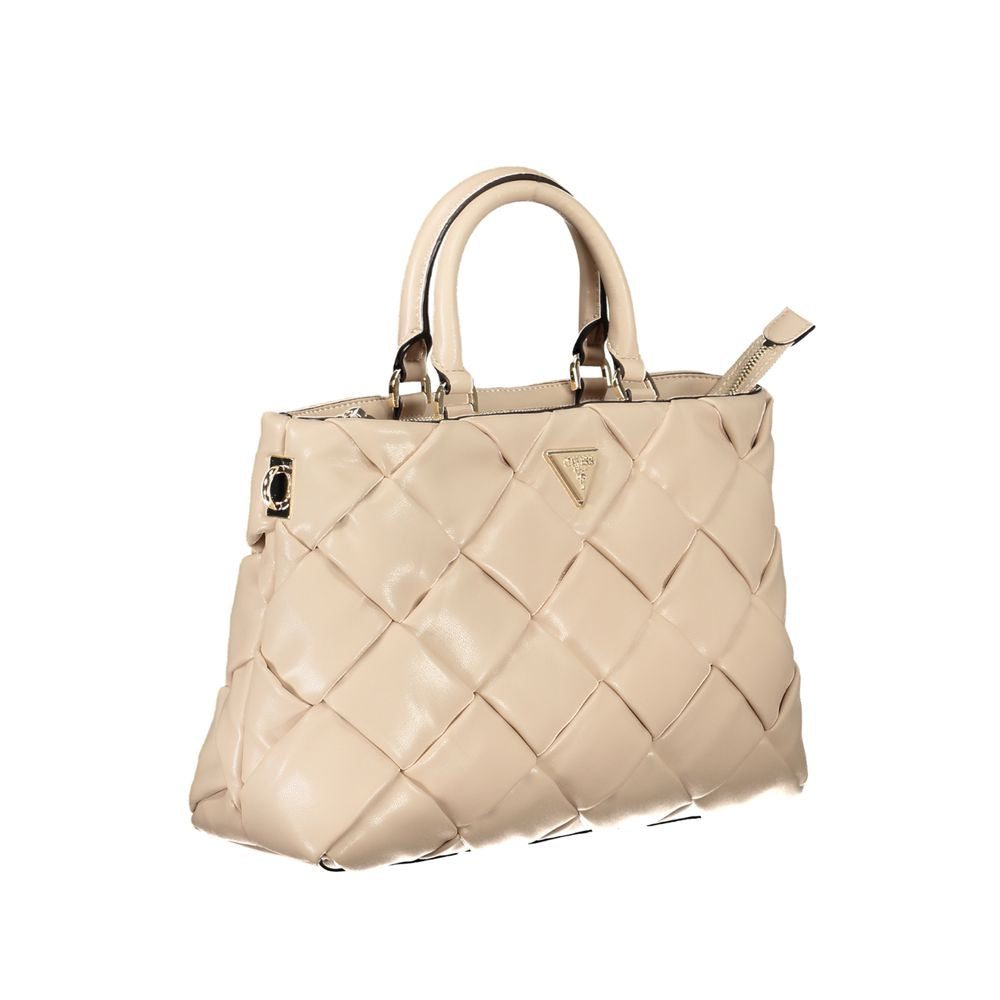 Sac à dos pour femmes Guess Jeans en polyuréthane rose, avec fermeture zippée et design tendance visible sur l'image.