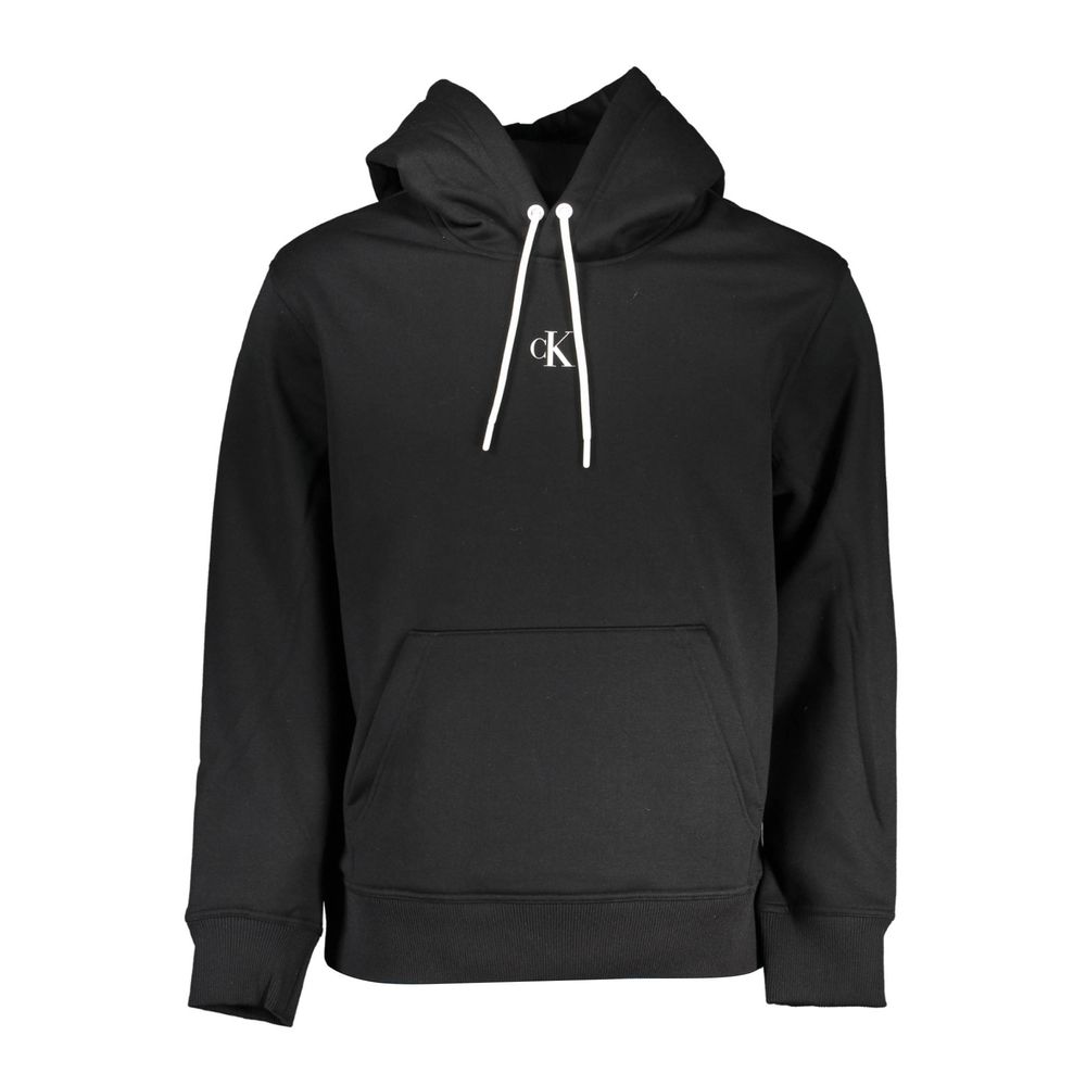 Sweat-shirt pour homme Calvin Klein en polyester noir, décontracté avec logo Calvin Klein visible sur le devant.