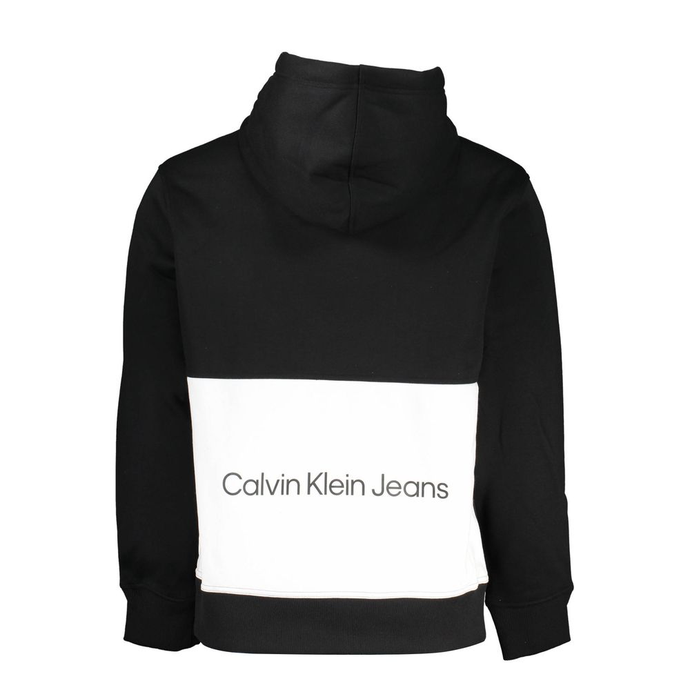 Sweatshirt homme en polyester noir de Calvin Klein, pull décontracté avec logo discret, style moderne et confortable.