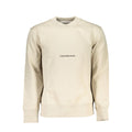 Sweatshirt beige en coton pour homme de la marque Calvin Klein, confortable et décontracté, visible avec col rond et manches longues.