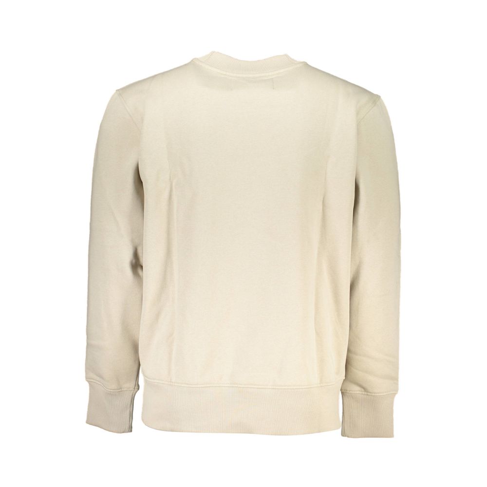 Sweat-shirt beige en coton pour homme de la marque Calvin Klein, vue de face avec col rond et manches longues.