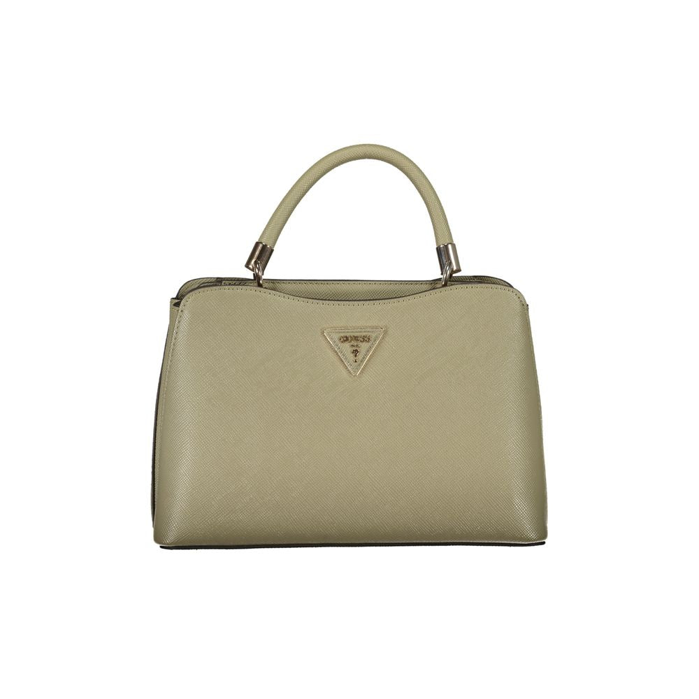 Sac à main femme Guess Jeans vert en polyréthane, sac à bandoulière élégant avec logo Guess visible.