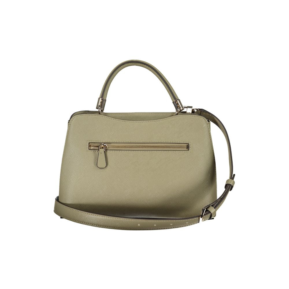 Sac à main vert en polyester pour femme Guess Jeans, design moderne avec détails en poliuréthane.