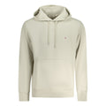 Sweat à capuche beige en coton pour homme de la marque Calvin Klein, vue de face avec logo discret sur la poitrine.