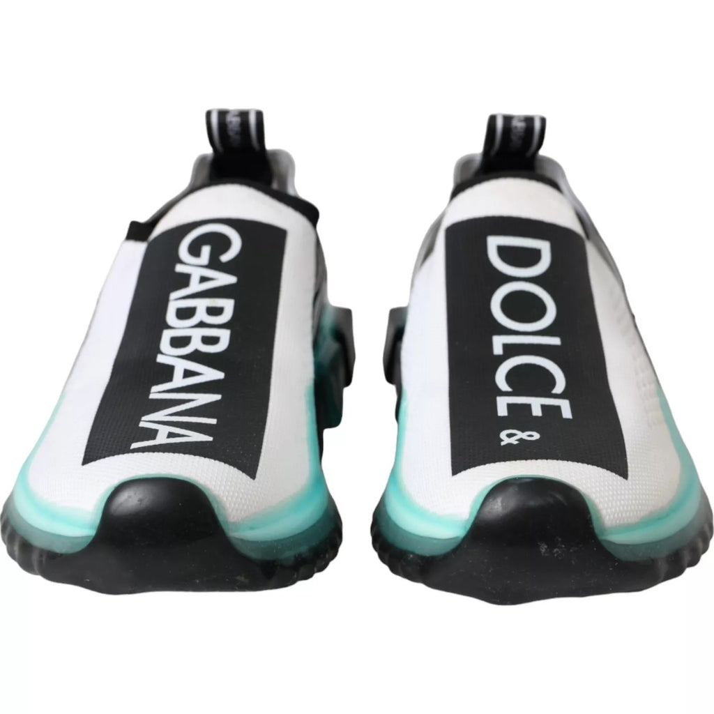 Chaussures slip-on Dolce & Gabbana Sorrento en noir, blanc et bleu, baskets élégantes pour homme.
