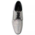 Chaussures derby en cuir argenté Dolce & Gabbana avec rhinestones, élégantes et sophistiquées.