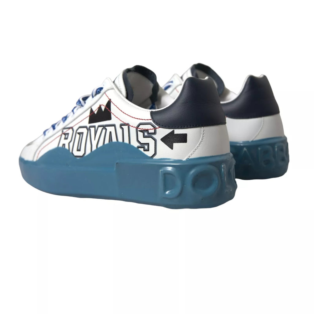 Chaussures Dolce & Gabbana Portofino Melt Sneakers à imprimé bleu et blanc, baskets décontractées pour femme.