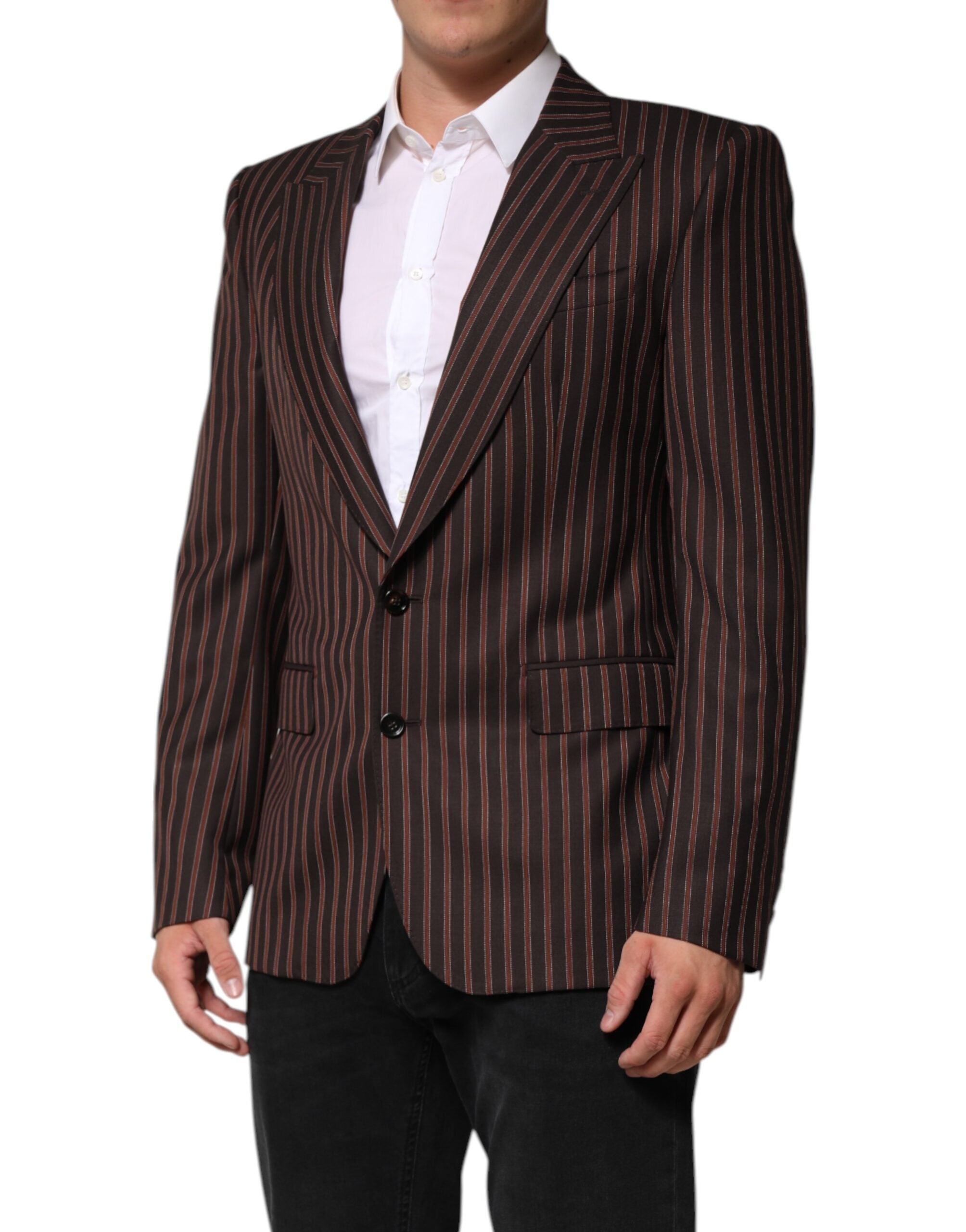 Dolce & Gabbana Dark Gray Stripe Single Breasted Blazer