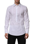 Chemise blanche en coton popeline de costume pour homme Dolce & Gabbana, avec col classique et boutons visibles.