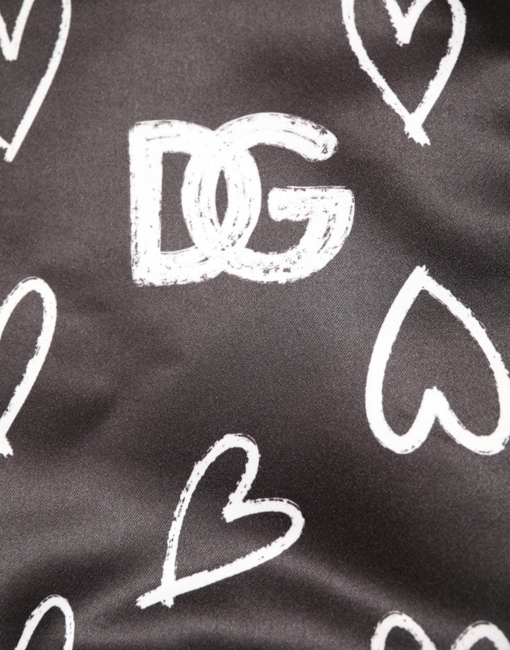 Veste bomber en polyester noir avec imprimé cœur de Dolce & Gabbana, mode élégante et tendance pour femme.