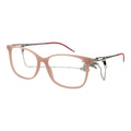 Lunettes en acétate beige de Hugo Boss, monture élégante pour homme, visibles en gros plan.