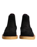 Bottes Chelsea en daim noir pour femme de Dolce & Gabbana, à enfiler, avec semelle en caoutchouc et design élégant.