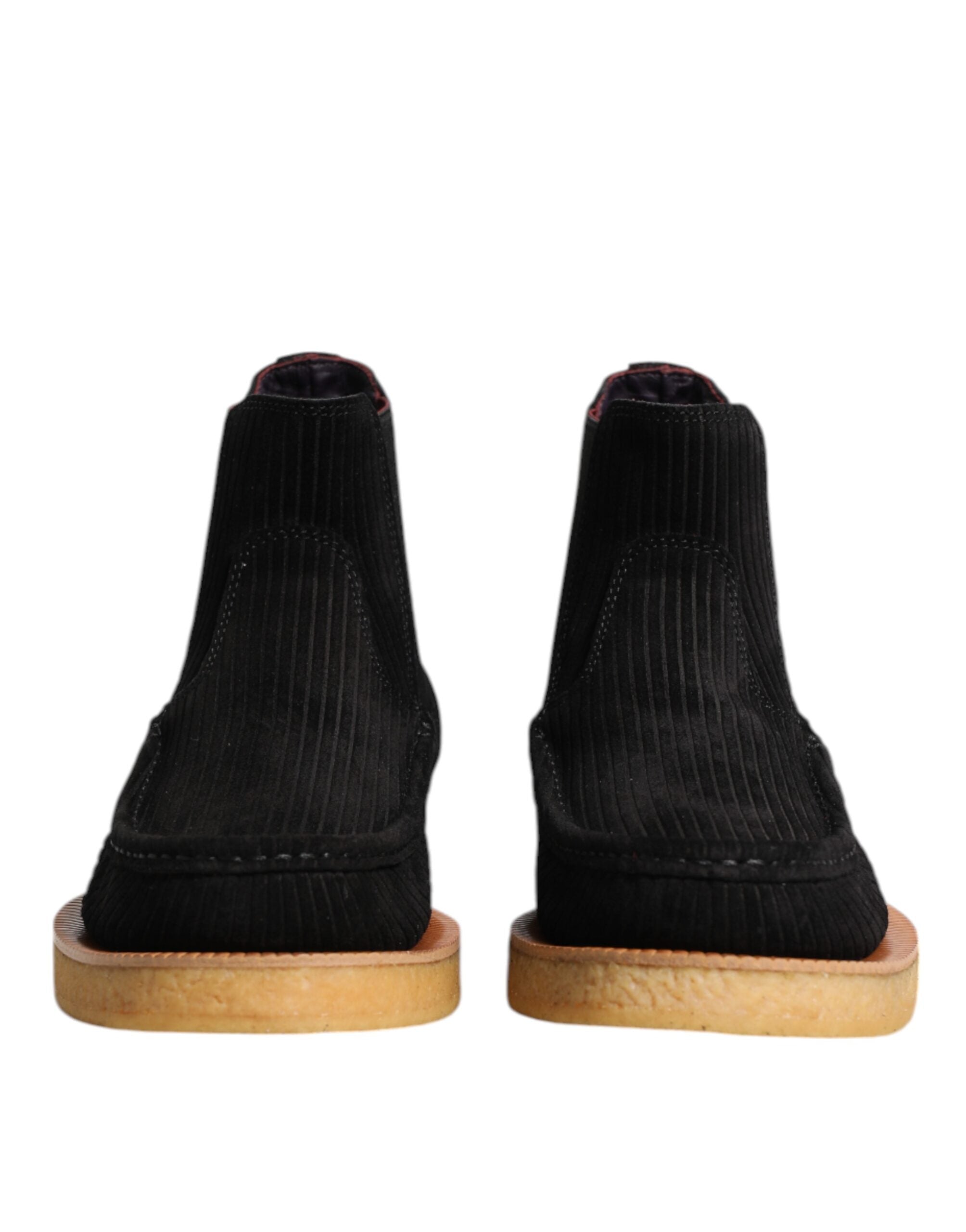 Bottes Chelsea en daim noir pour femme de Dolce & Gabbana, à enfiler, avec semelle en caoutchouc et design élégant.