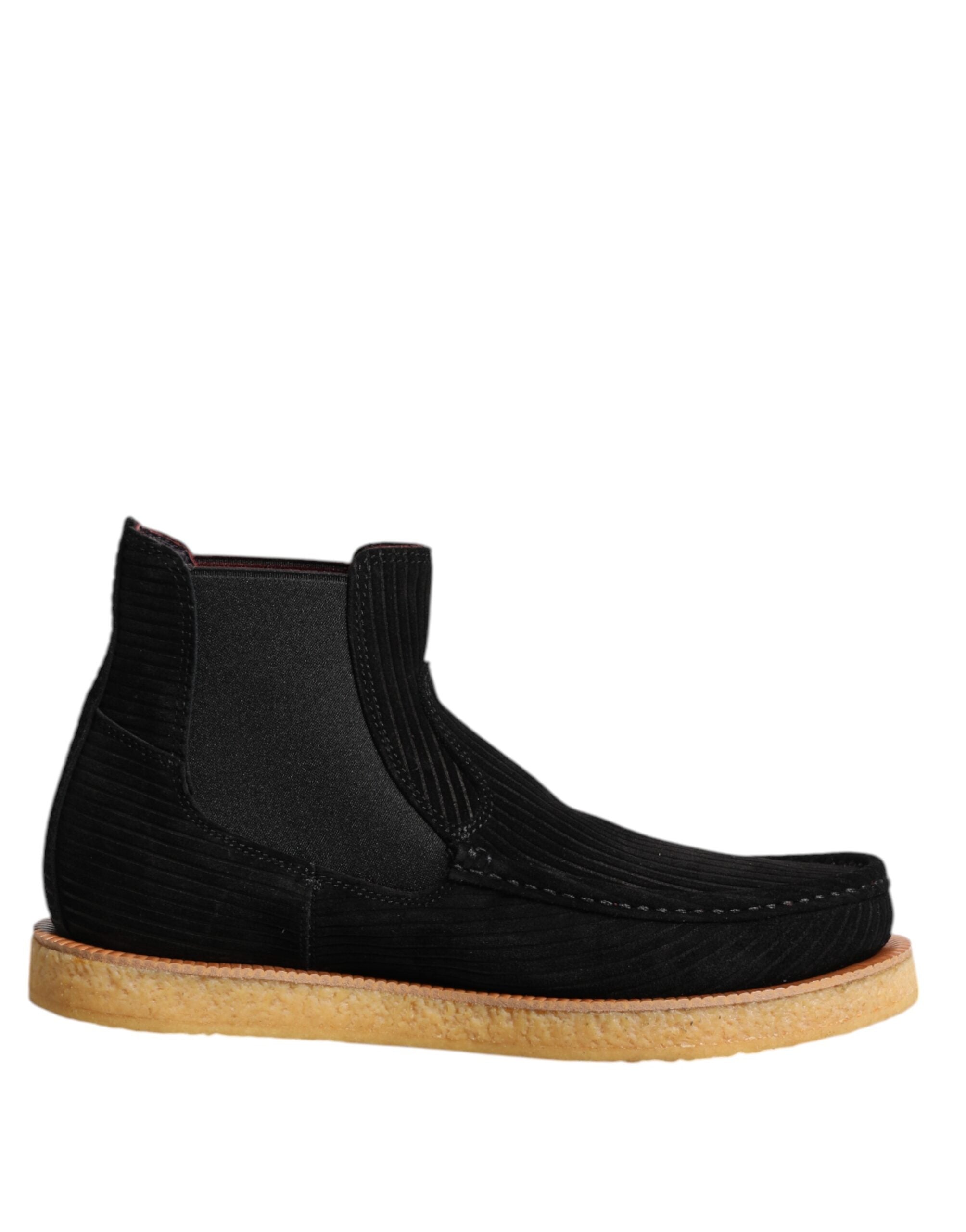 Bottes Chelsea en daim noir pour femme de Dolce & Gabbana, chaussures à enfiler au style élégant et sophistiqué.