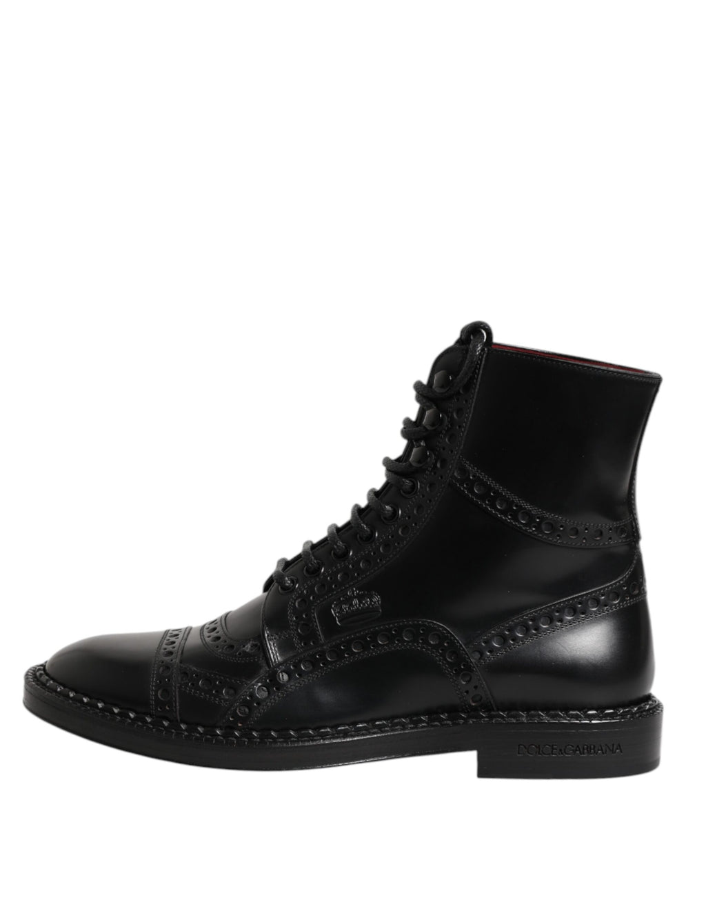 Bottes noires en cuir Dolce & Gabbana, mi-mollet, avec lacets, style élégant et sophistiqué, chaussures de mode pour femme