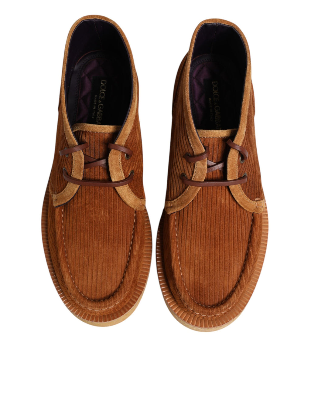 Chaussures bottines D&G en daim marron et nubuck, chaussures desert à la cheville, style élégant et tendance.