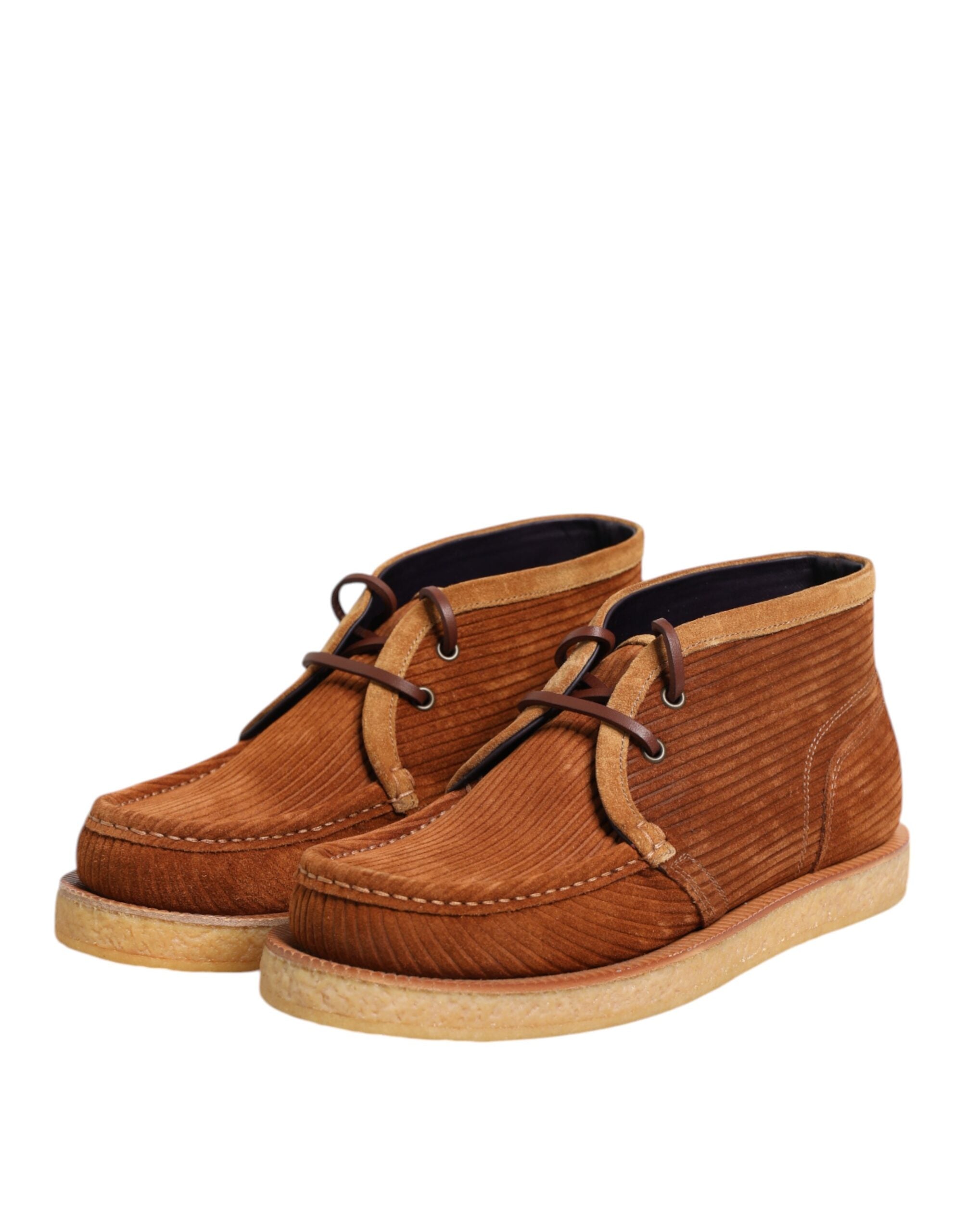 Bottes d'été en daim marron Dolce & Gabbana pour homme, bottines en nubuck avec semelle résistante.