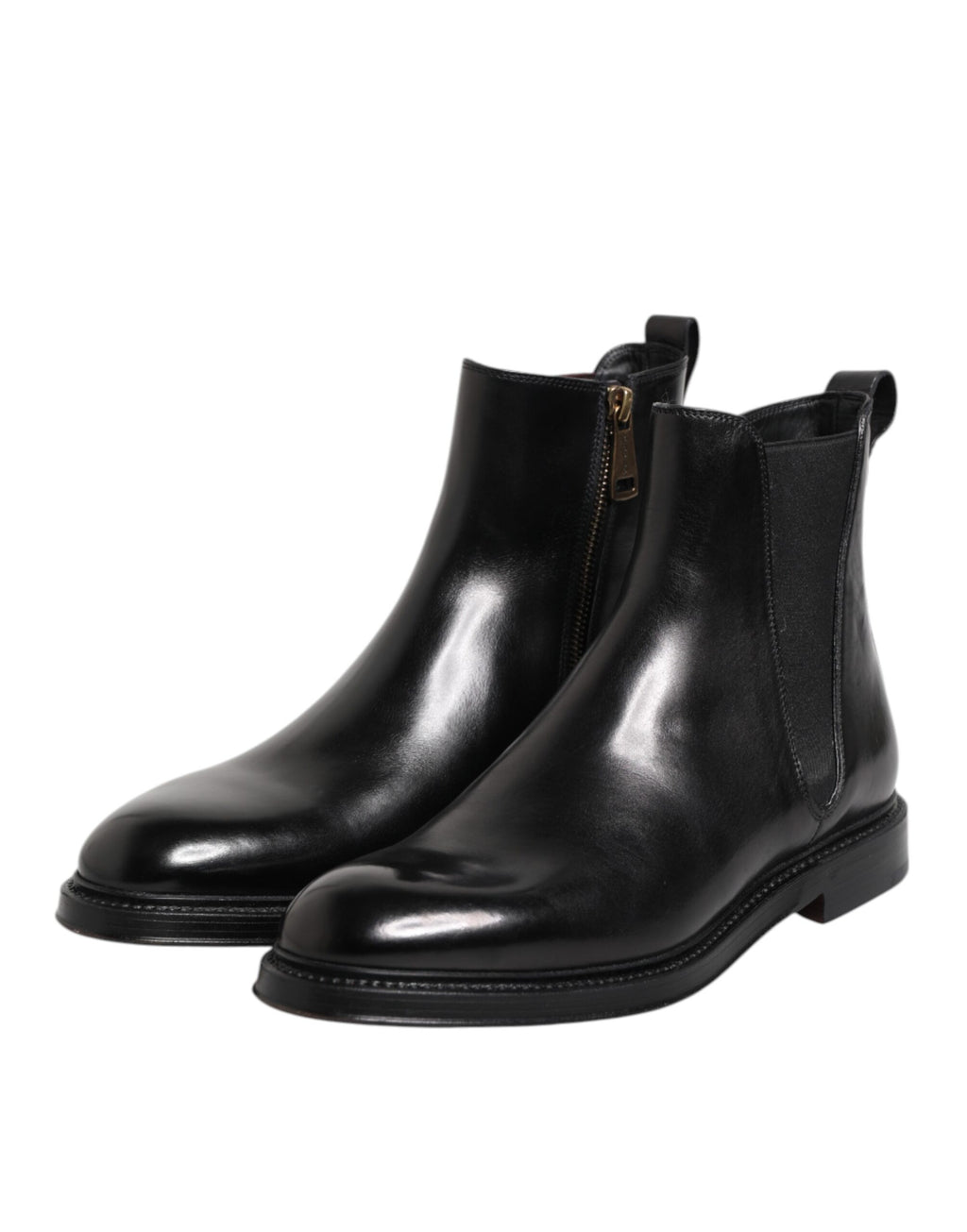 Bottes en cuir noir Dolce & Gabbana Chelsea, mi-mollet, style élégant et moderne, en cuir de haute qualité.