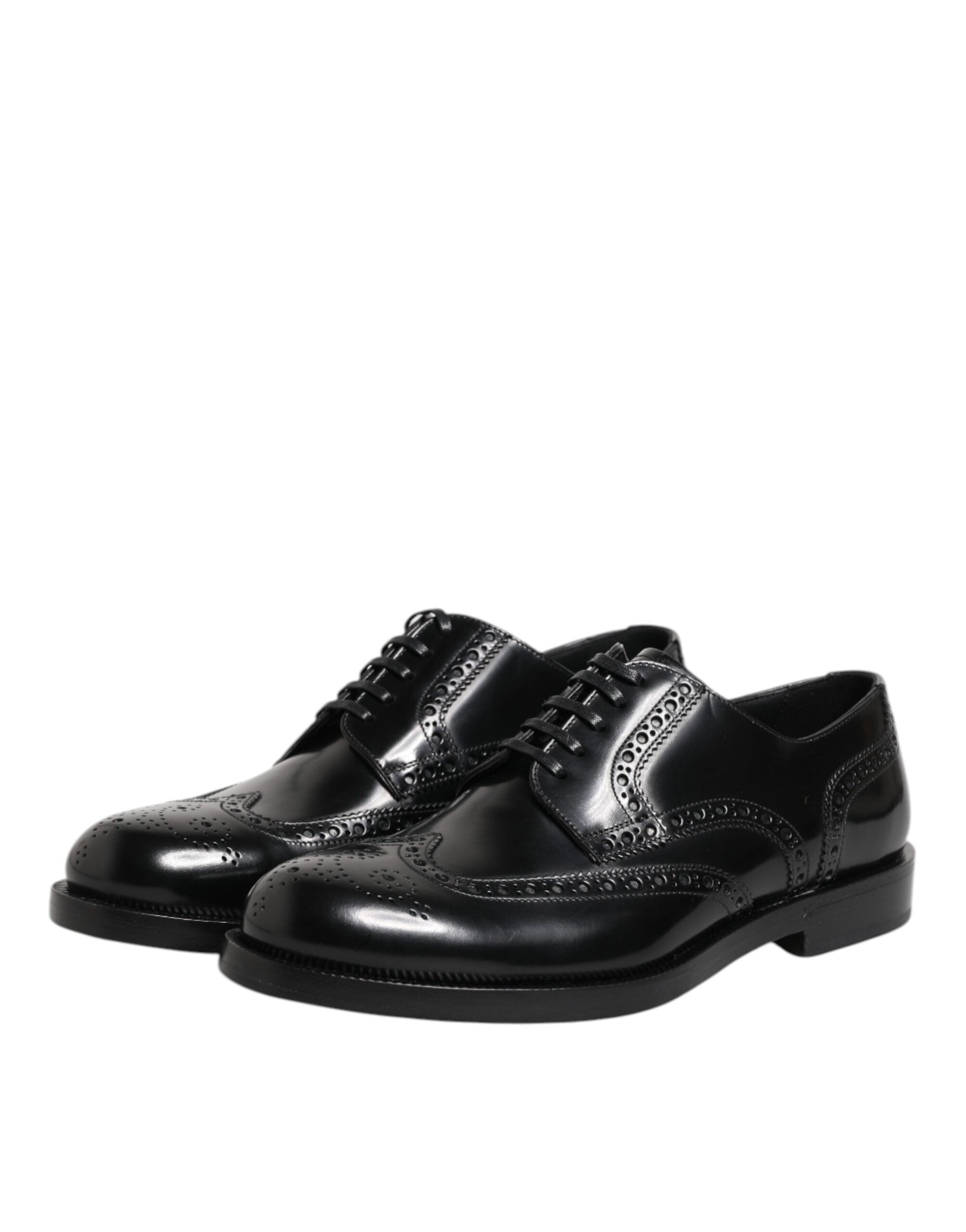 Chaussures formelles Derby Wingtip en cuir noir de Dolce & Gabbana, élégantes et sophistiquées pour homme.