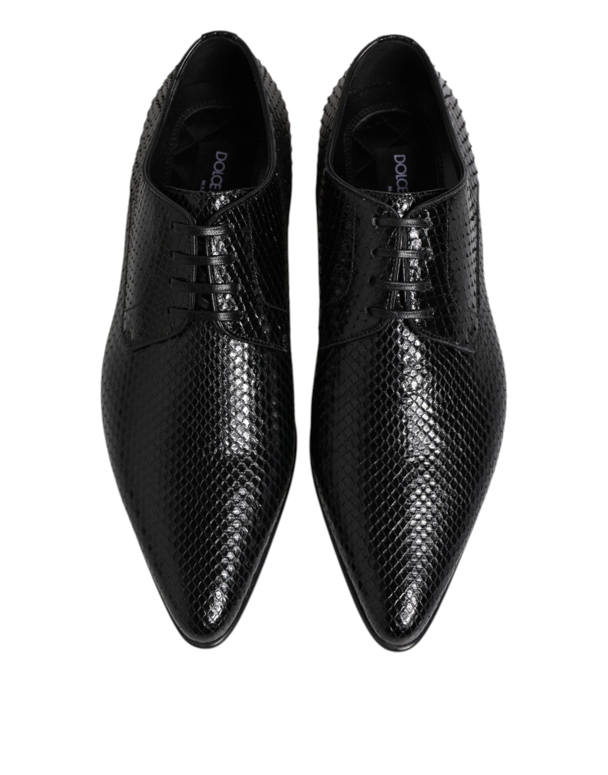 Chaussures derby en cuir exotique noir de Dolce & Gabbana avec lacets, élégantes et sophistiquées.