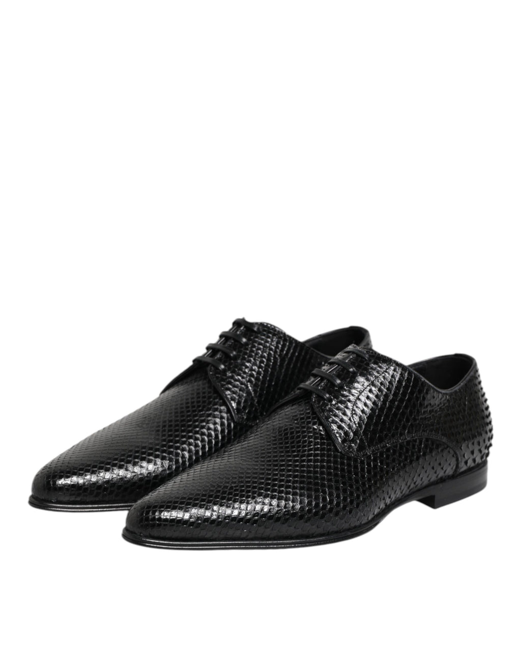 Chaussures Derby en cuir exotique noir de Dolce & Gabbana avec lacets, élégantes et sophistiquées, pour homme.