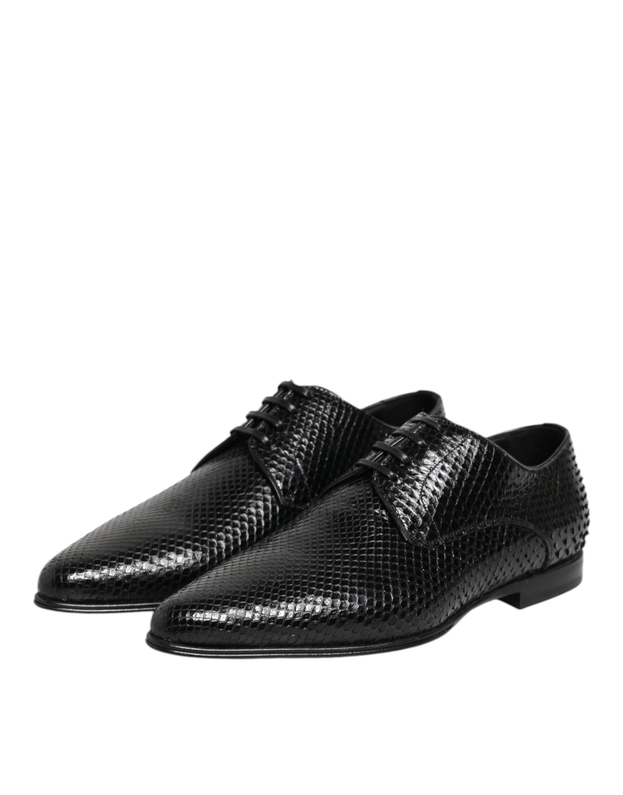Chaussures Derby en cuir exotique noir de Dolce & Gabbana avec lacets, élégantes et sophistiquées, pour homme.