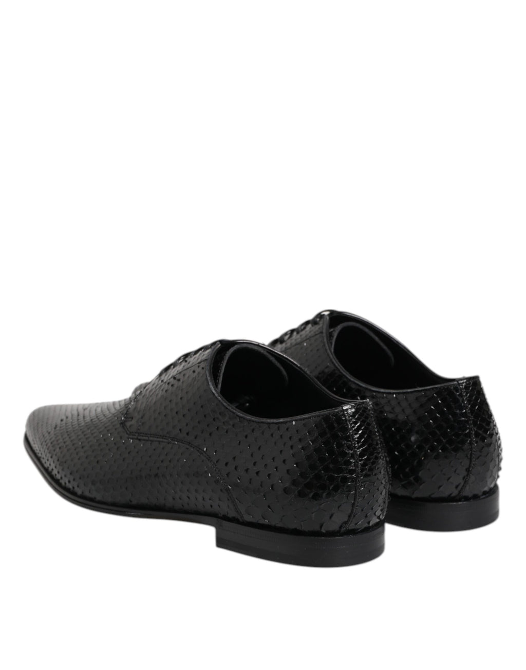 Chaussures Derby en cuir exotique noir de Dolce & Gabbana avec laçage, élégantes et sophistiquées pour homme.