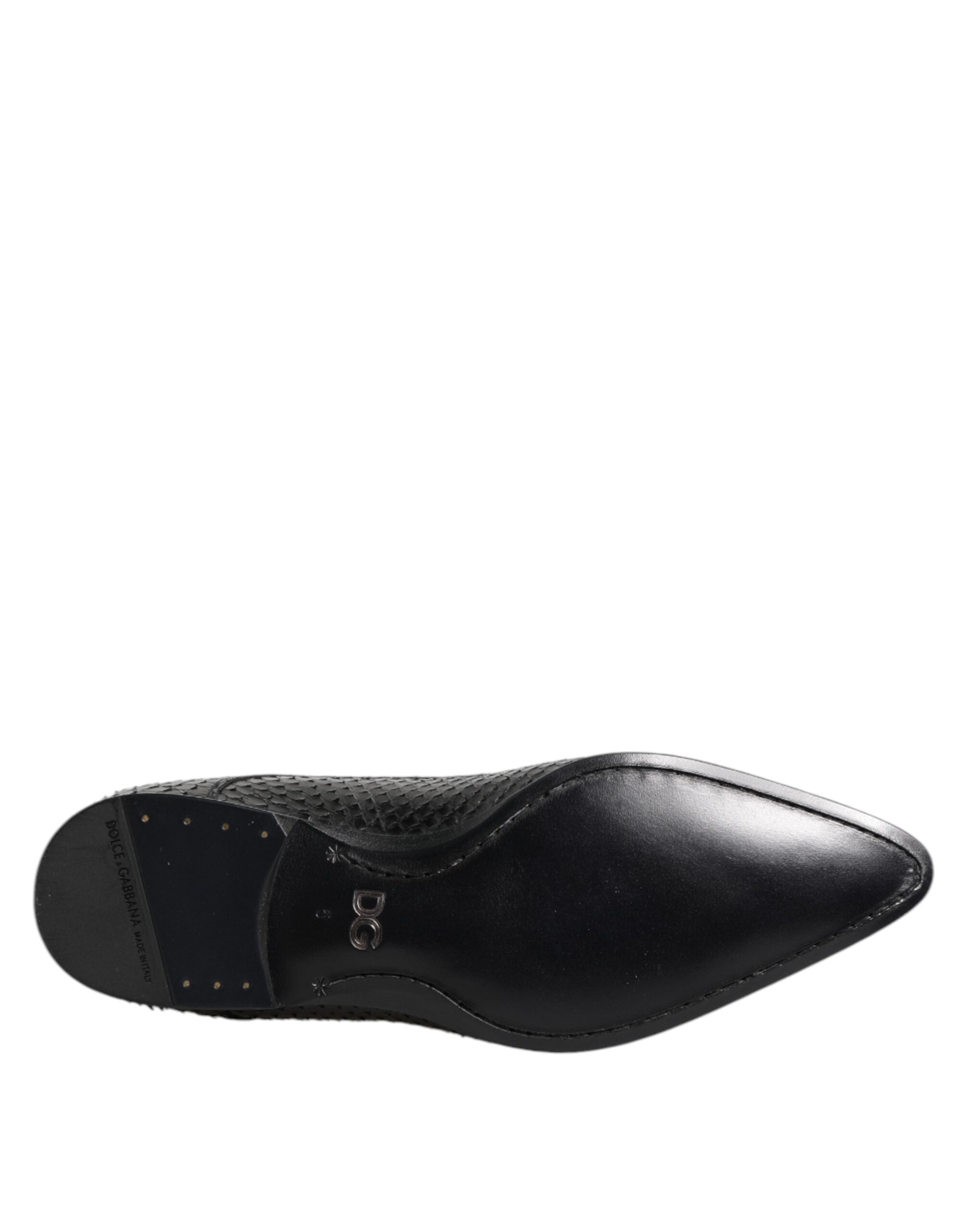 Chaussures Derby noires en cuir exotique de Dolce & Gabbana, lacets, élégantes et sophistiquées pour homme.