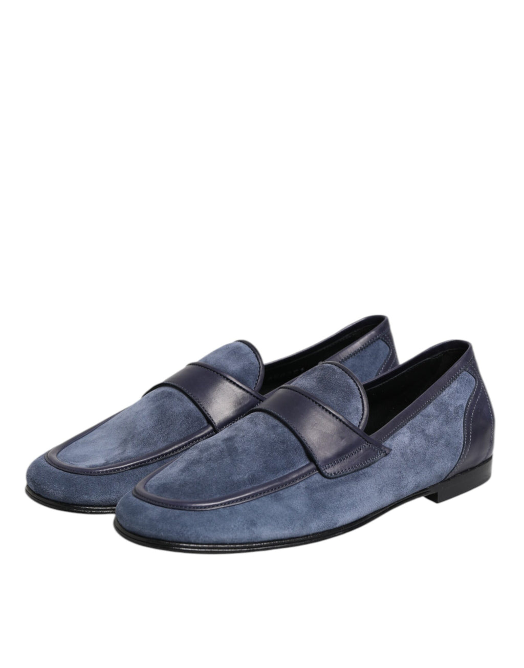 Mocassins en cuir bleu en daim Dolce & Gabbana, chaussures à enfiler élégantes et confortables pour homme.