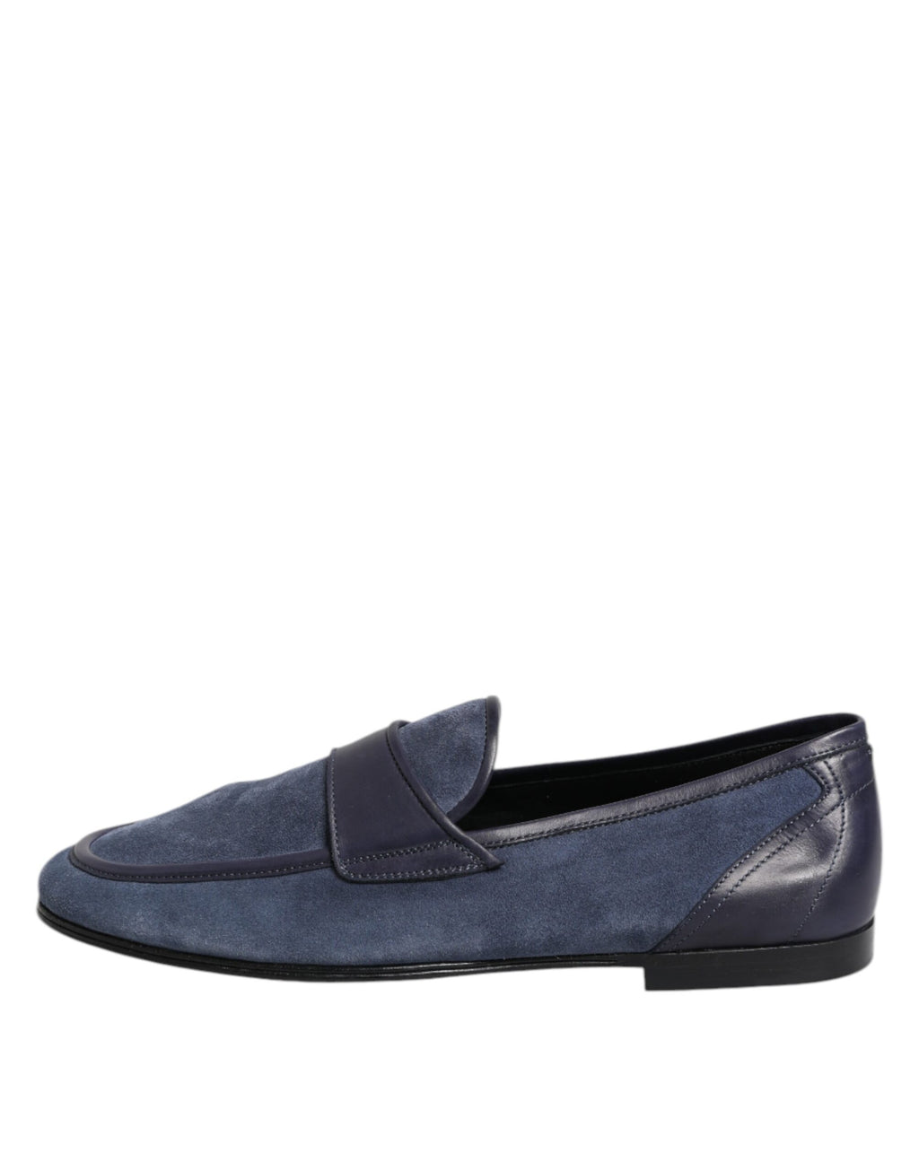 Chaussures mocassins en cuir suédé bleu de Dolce & Gabbana, loafers élégants pour homme avec finition raffinée.