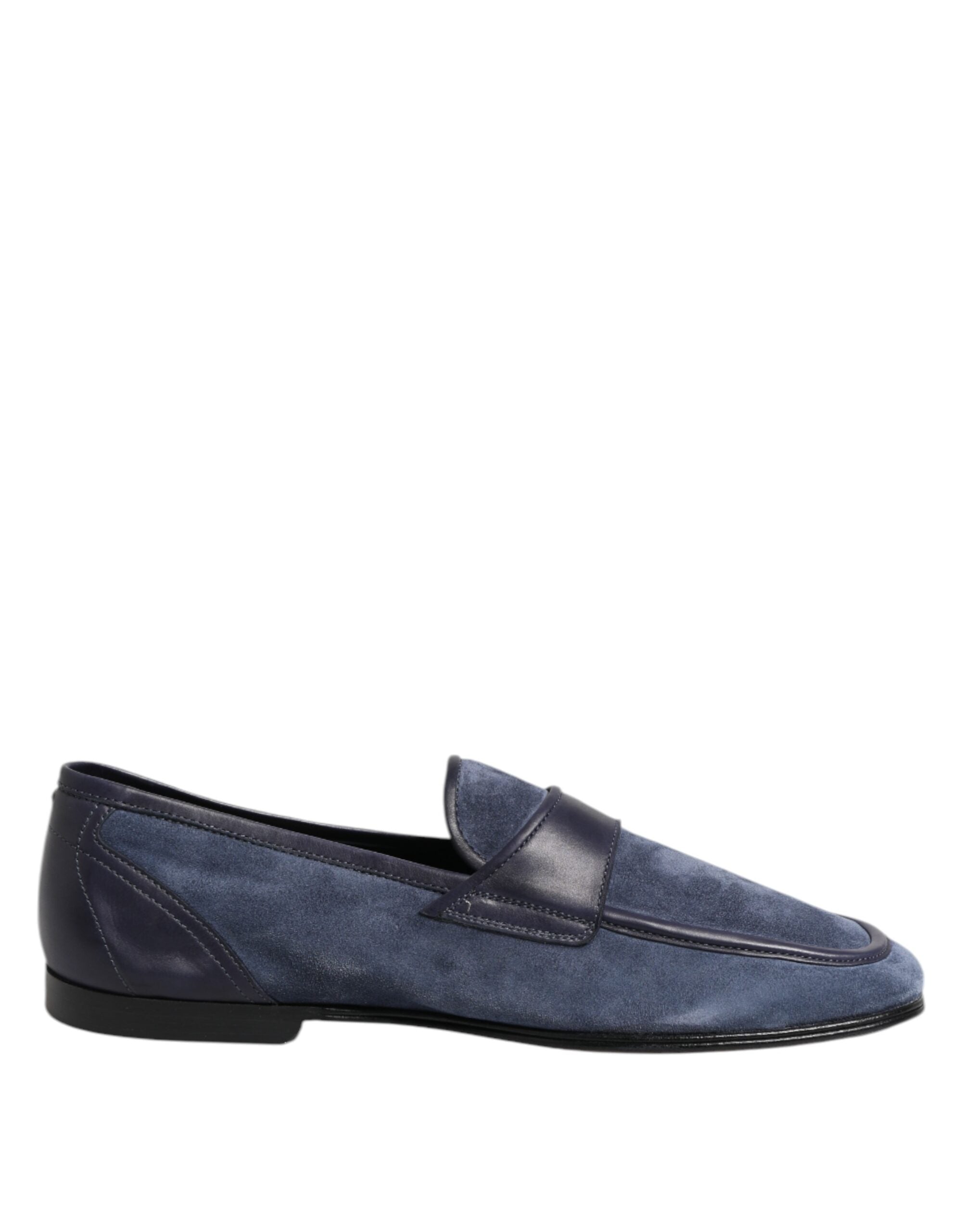 Mocassins en cuir suédé bleu Dolce & Gabbana, chaussures élégantes pour homme.