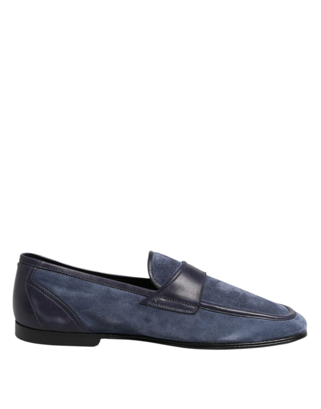Mocassins en cuir suédé bleu Dolce & Gabbana, chaussures mocassin élégantes pour homme avec finition raffinée et semelle en caoutchouc