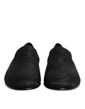 Mocassins habillés pour hommes Dolce & Gabbana en brocart floral noir, élégants chaussures de ville en cuir.