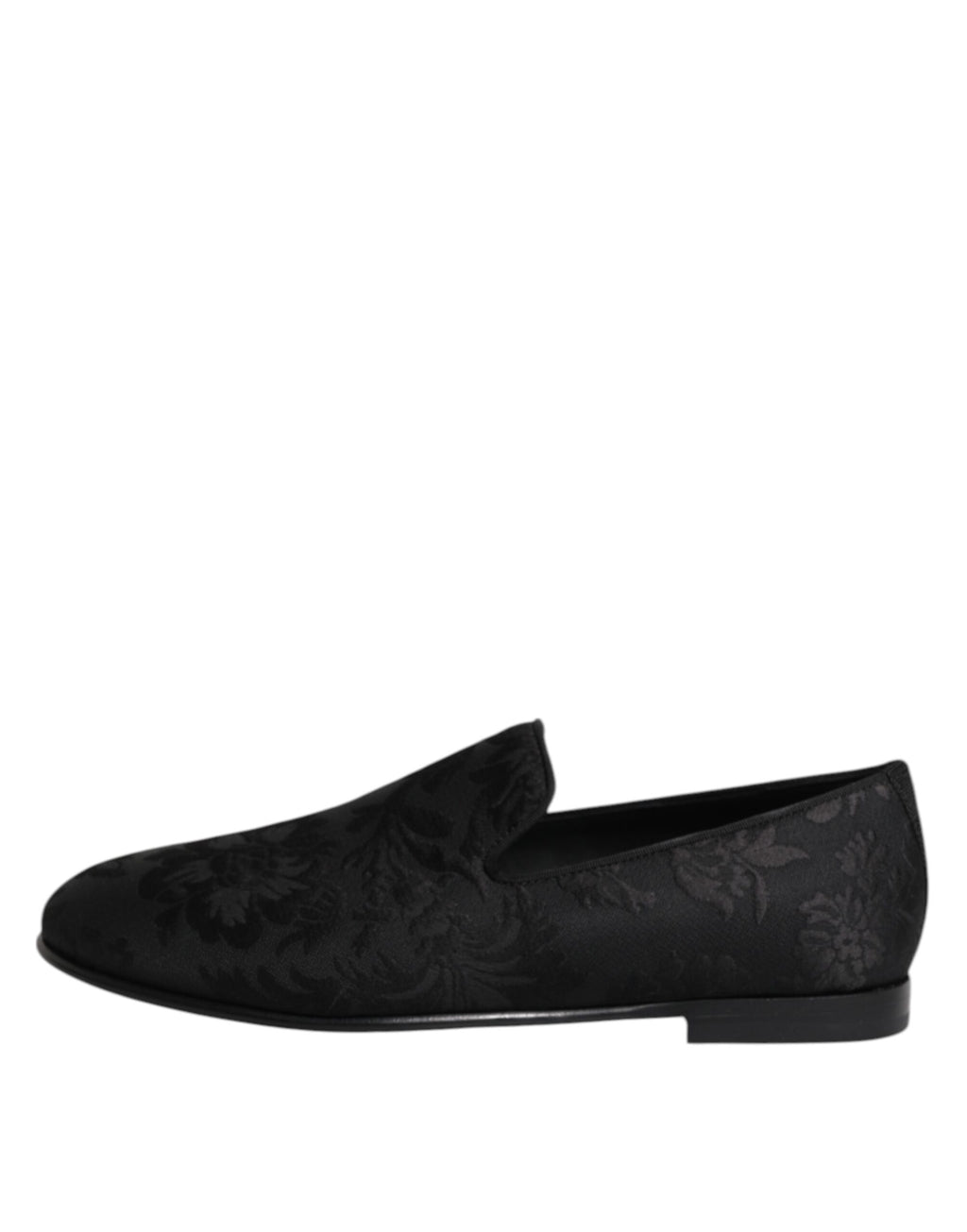 Chaussures Dolce & Gabbana en brocart floral noir pour homme, mocassins élégants pour occasion formelle.