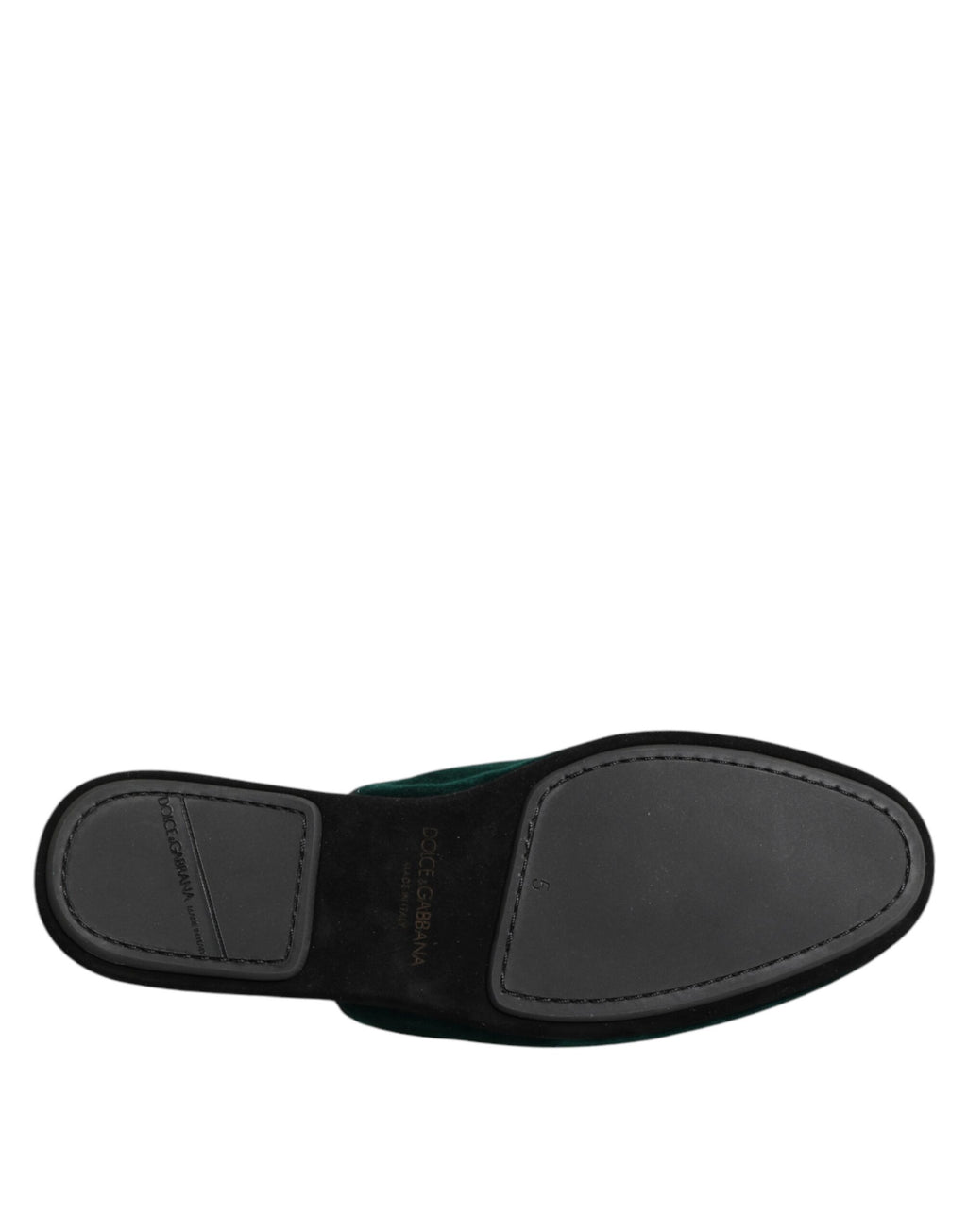 Chaussures slippers en velours vert Dolce & Gabbana avec broderie en forme de croix, style élégant et sophistiqué.